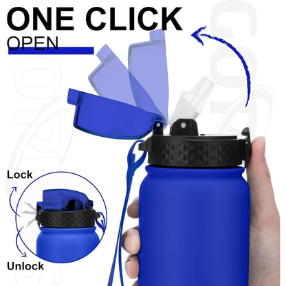 1L Thermosflasche mit Strohhalm aus Edelstahl