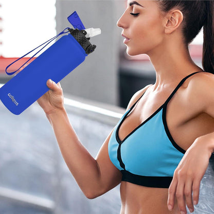 1L Thermosflasche mit Strohhalm aus Edelstahl
