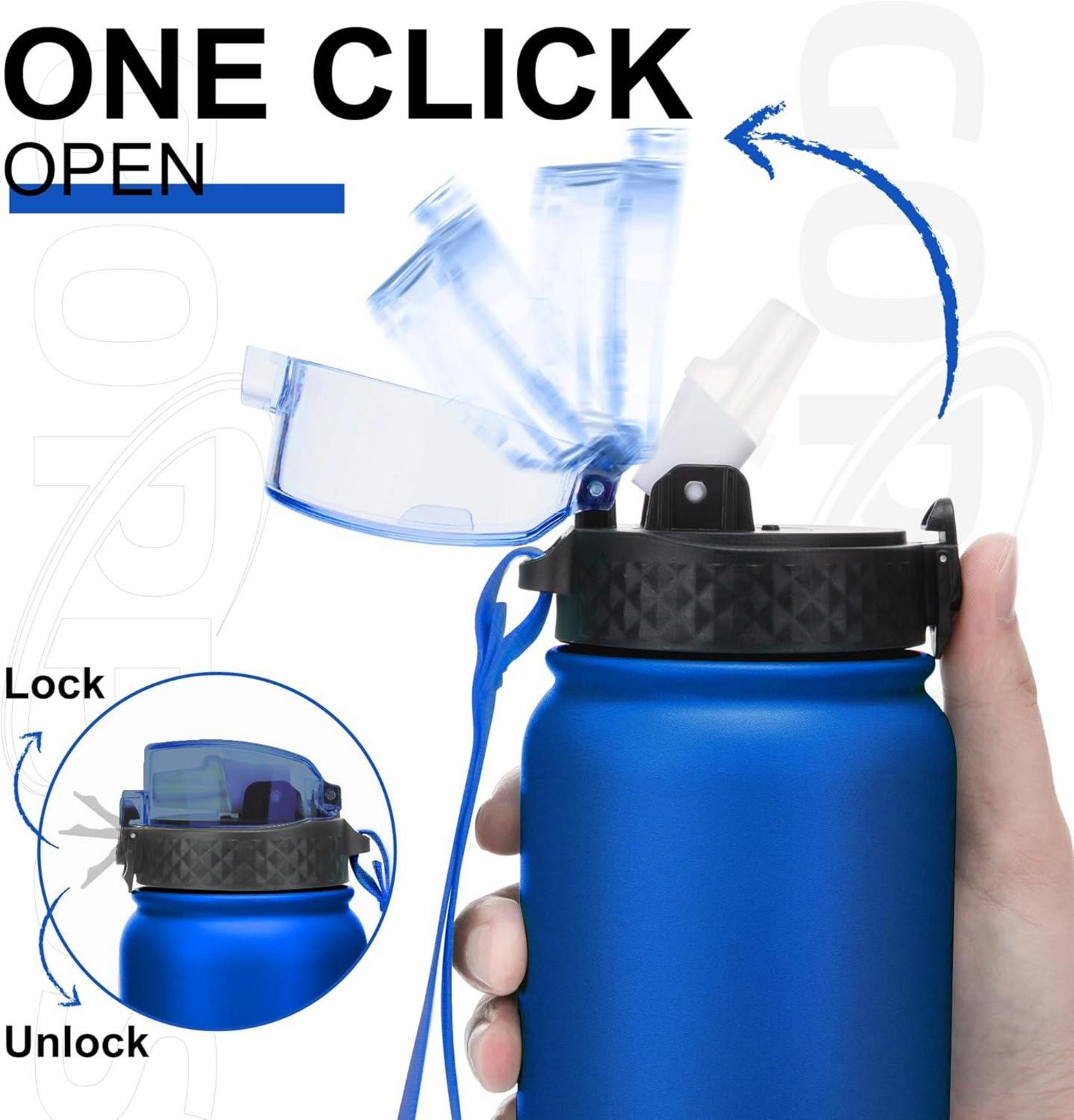 1L Thermosflasche mit Strohhalm aus Edelstahl