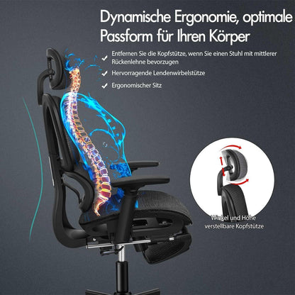 ALFORDSON Ergonomischer Bürostuhl mit 3D-Armlehne, Schwarz