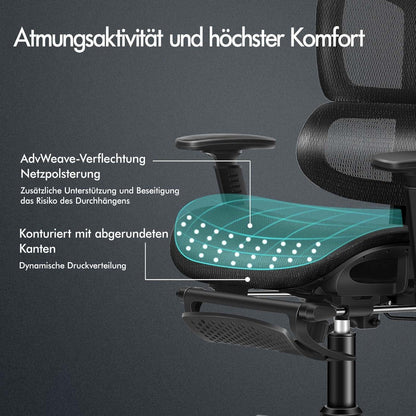 ALFORDSON Ergonomischer Bürostuhl mit 3D-Armlehne, Schwarz