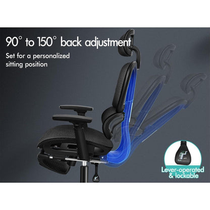 ALFORDSON Ergonomischer Bürostuhl mit 3D-Armlehne, Schwarz