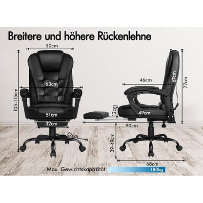 Ergonomischer Bürostuhl mit Massagefunktion, Schwarz