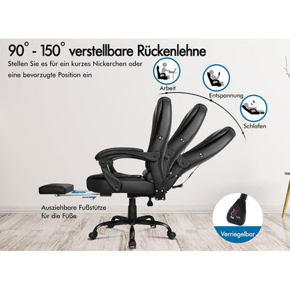 Ergonomischer Bürostuhl mit Massagefunktion, Schwarz
