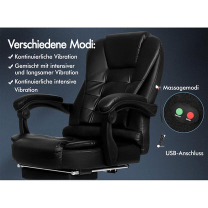 Ergonomischer Bürostuhl mit Massagefunktion, Schwarz