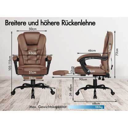 Ergonomischer Bürostuhl mit Massagefunktion und Fußstütze