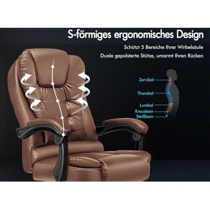 Ergonomischer Bürostuhl mit Massagefunktion und Fußstütze