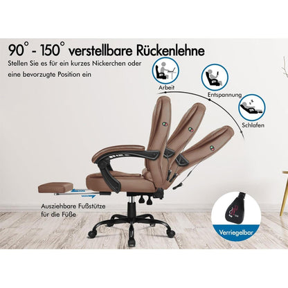 Ergonomischer Bürostuhl mit Massagefunktion und Fußstütze