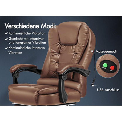 Ergonomischer Bürostuhl mit Massagefunktion und Fußstütze