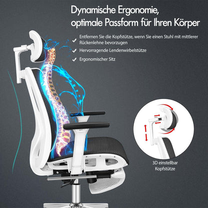 Ergonomischer Chefsessel Netz-Bürostuhl 3D-Armlehne höhenverstellbar