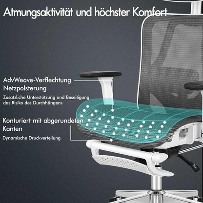 Ergonomischer Chefsessel Netz-Bürostuhl 3D-Armlehne höhenverstellbar
