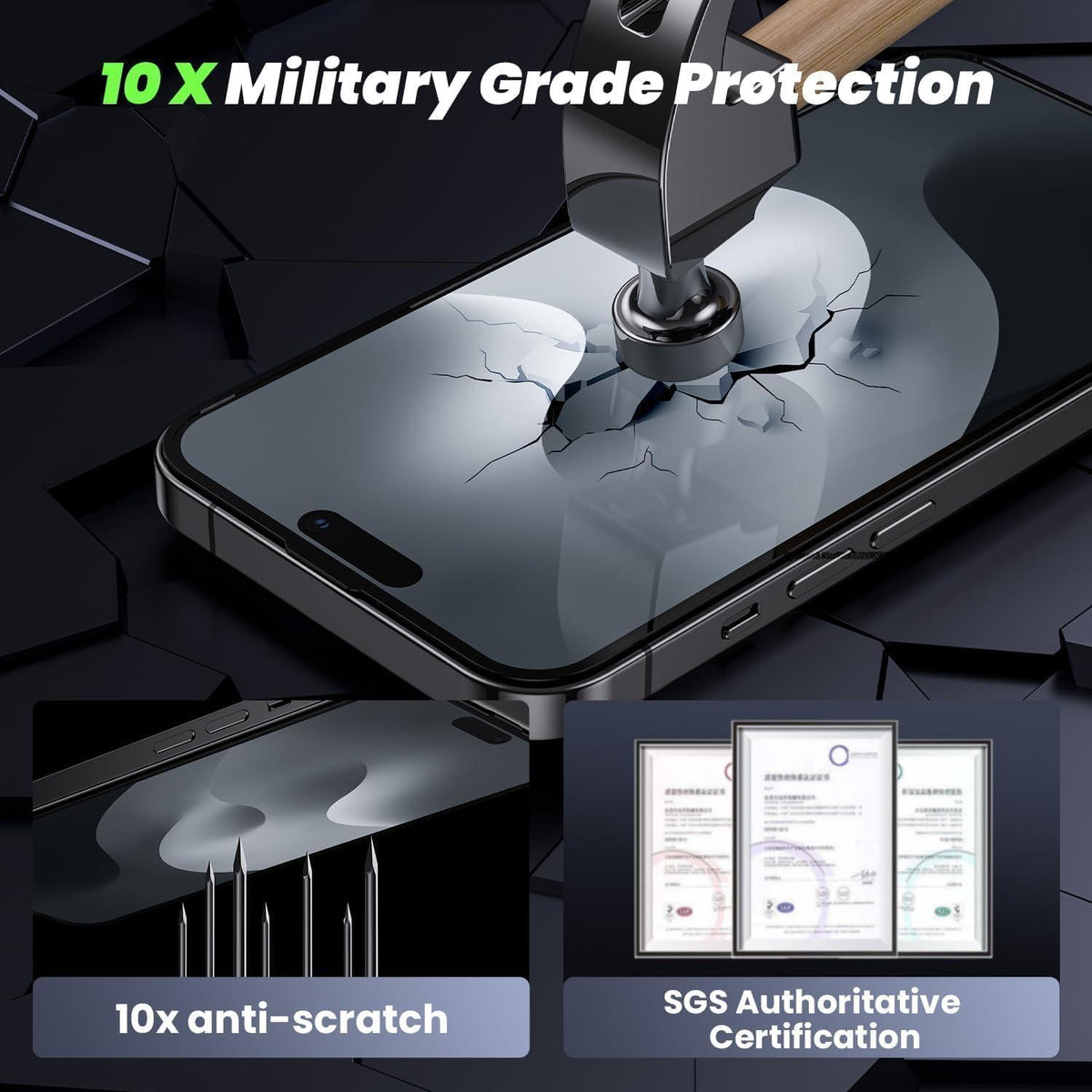 Sichtschutz Schutzfolie für iPhone 15 Pro Max 9H Privacy Glasfolio 2