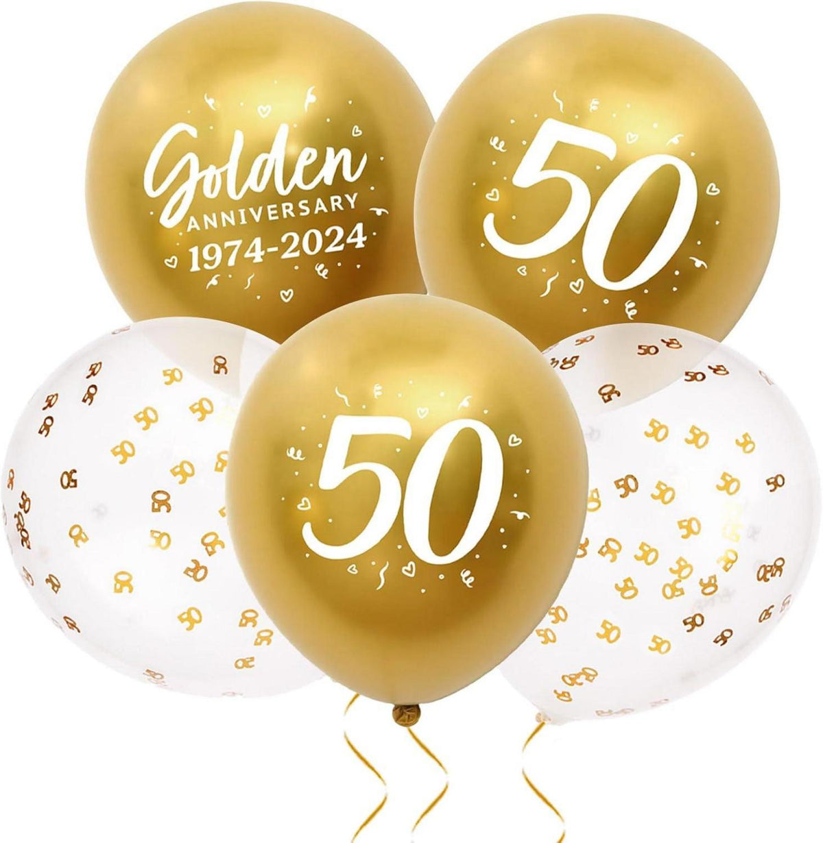 Goldene Hochzeit Luftballons Set - 24 Stück in 3 Stilen