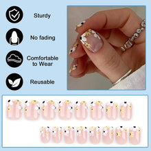 Künstliche Nägel Set 24 Stück Eckig Nude Acryl Blumen