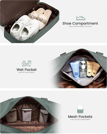 LOVEVOOK Reisetasche Damen Wasserdicht Weekender Travel Bag mit Schuhfach