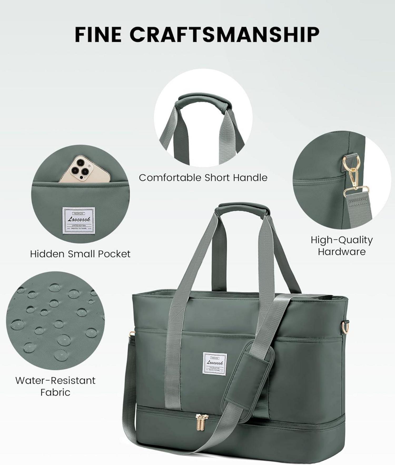 Weekender Reisetasche Damen mit Schuhfach, Wasserdicht Gym Sporttasche