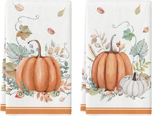 Herbst Kürbisse Blätter Küchentücher Set 42x65 cm Orange