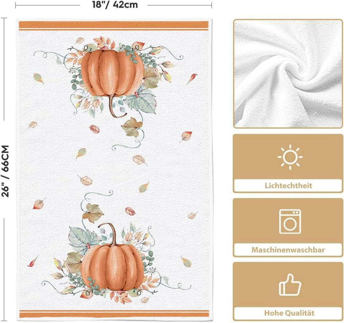Herbst Küchentücher 2er Set 42x65cm Orange Watercolor