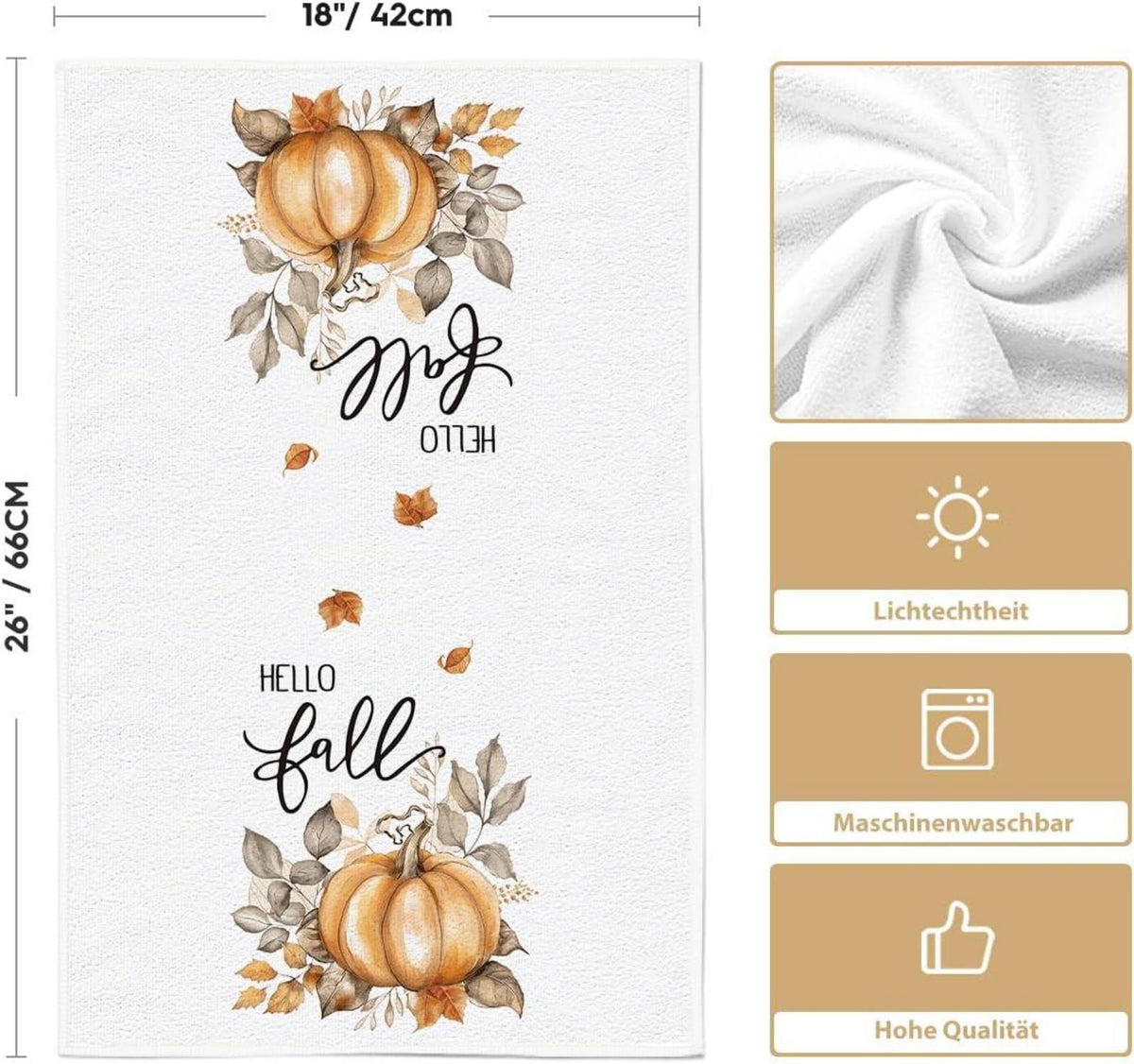 Herbst Küchentücher Blätter Kürbisse Blumen Handtücher 4er Set