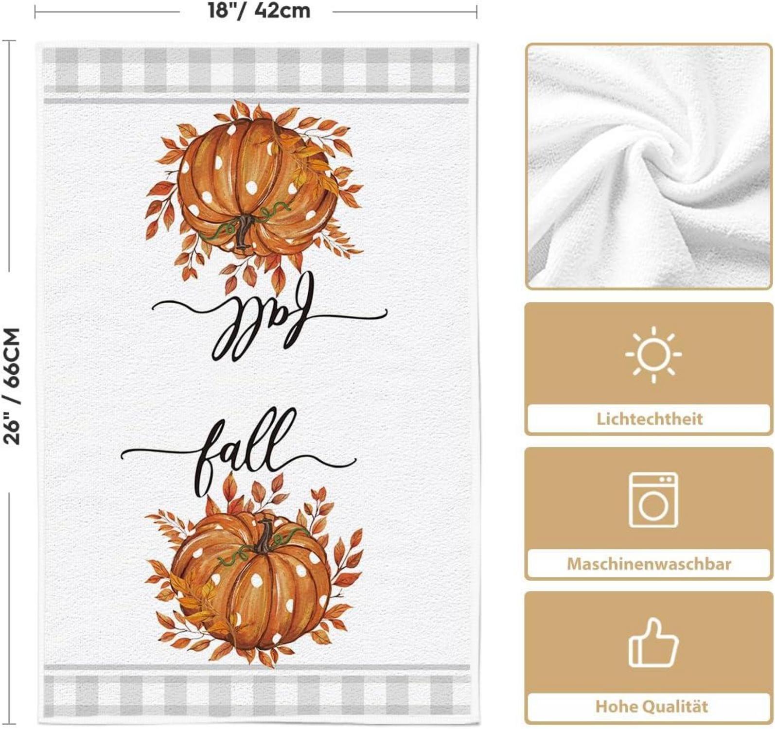 Kürbisse Ahornblätter Büffelkaro Herbst Küchentücher 2er Set