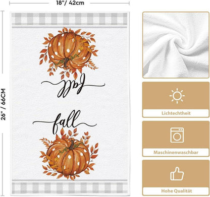 Kürbisse Ahornblätter Büffelkaro Herbst Küchentücher 2er Set