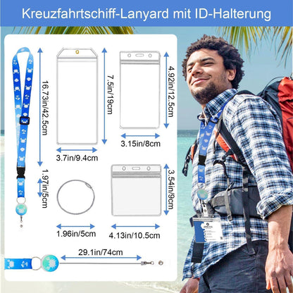 6x Kofferanhänger Set mit Lanyard & Ausweishalter für Kreuzfahrt
