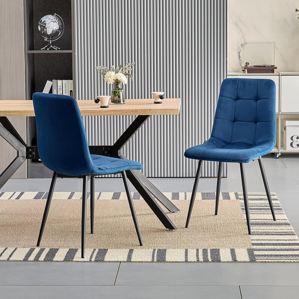 Esszimmerstühle 6er Set, Dunkelblau, Gepolstert & Ergonomisch