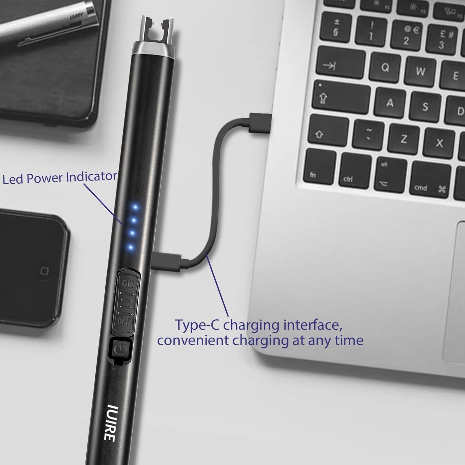 Wiederaufladbares Lichtbogenfeuerzeug mit USB-C Ladekabel