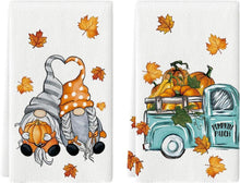 Herbst Küchentücher Gnome Kürbisse LKW Deko 2er Set