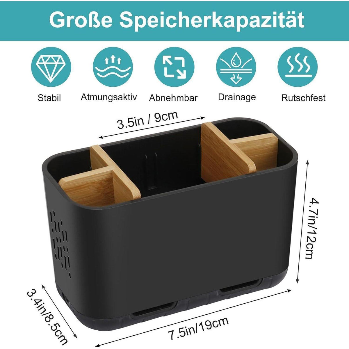 Zahnbürstenhalter für elektrische Zahnbürsten – Badezimmer Organizer Schwarz Groß