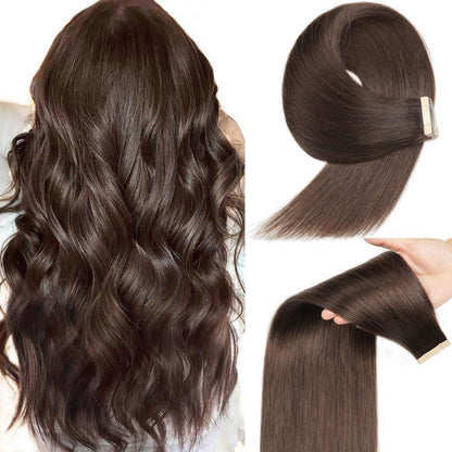 Echthaar Tape Extensions Dunkelbraun 60cm (24 Zoll)
