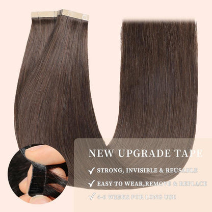Echthaar Tape Extensions Dunkelbraun 60cm (24 Zoll)
