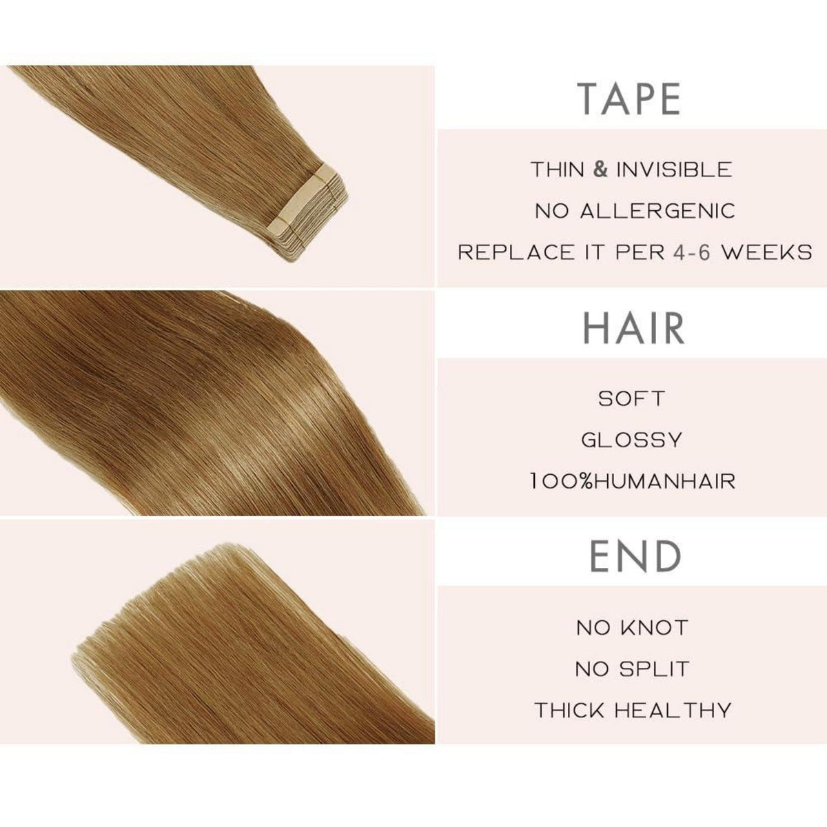 Echthaar Tape Extensions 55cm (22 Zoll) Gerade