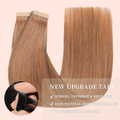 Echthaar Tape Extensions Auburn Ginger 55cm