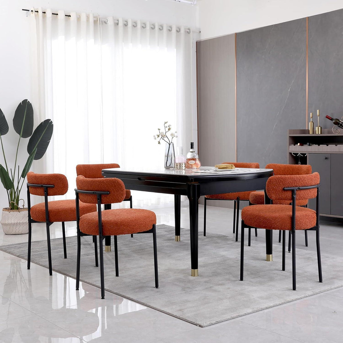 Esszimmerstühle 6er Set, Modern Retro, Orange