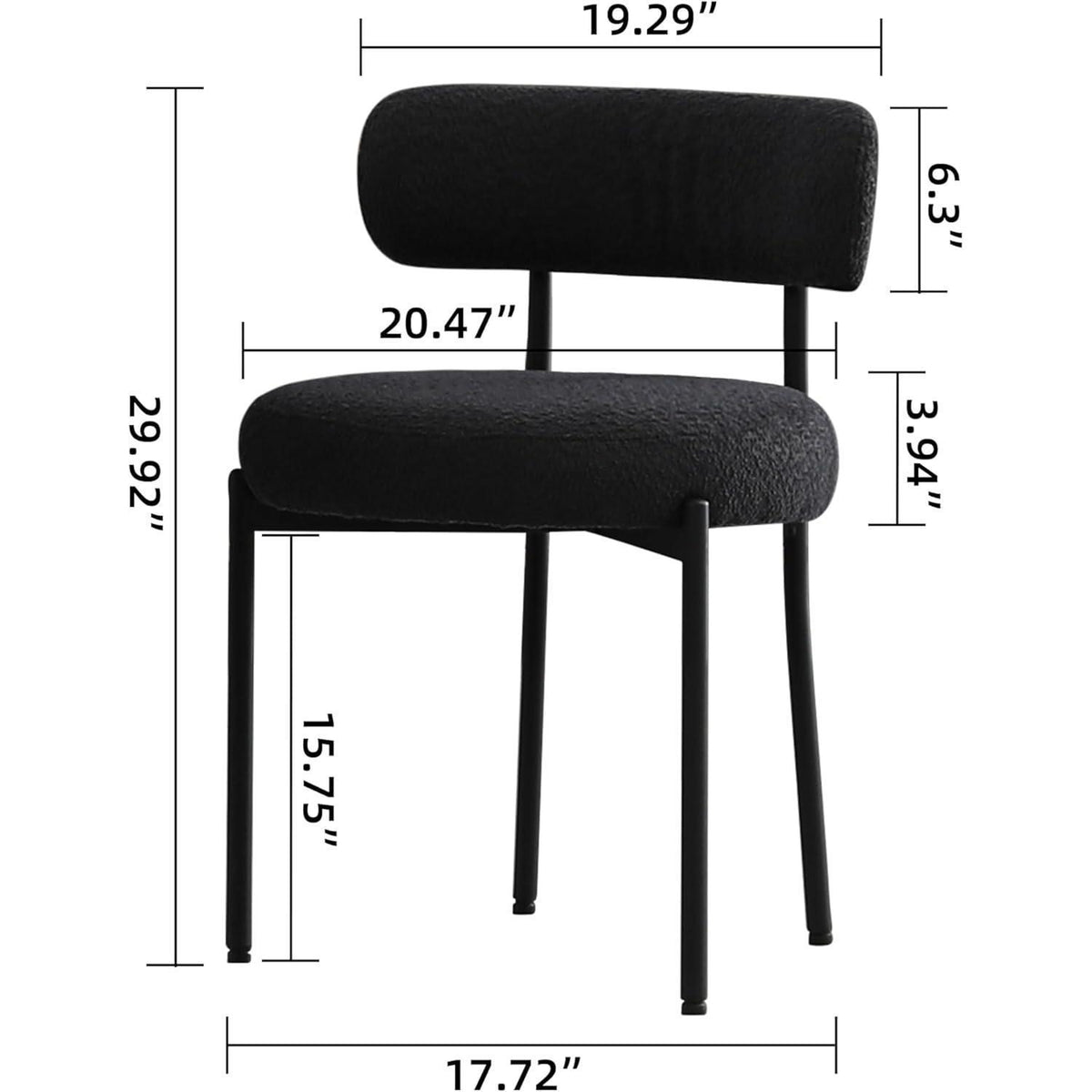 Esszimmerstühle 2er Set, Modern Retro Design, Schwarz