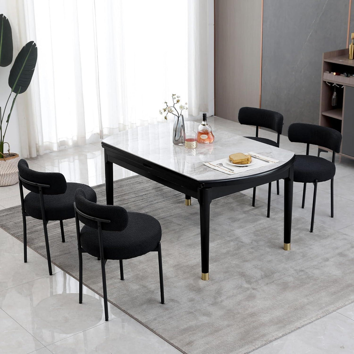 Esszimmerstühle 2er Set, Modern Retro Design, Schwarz