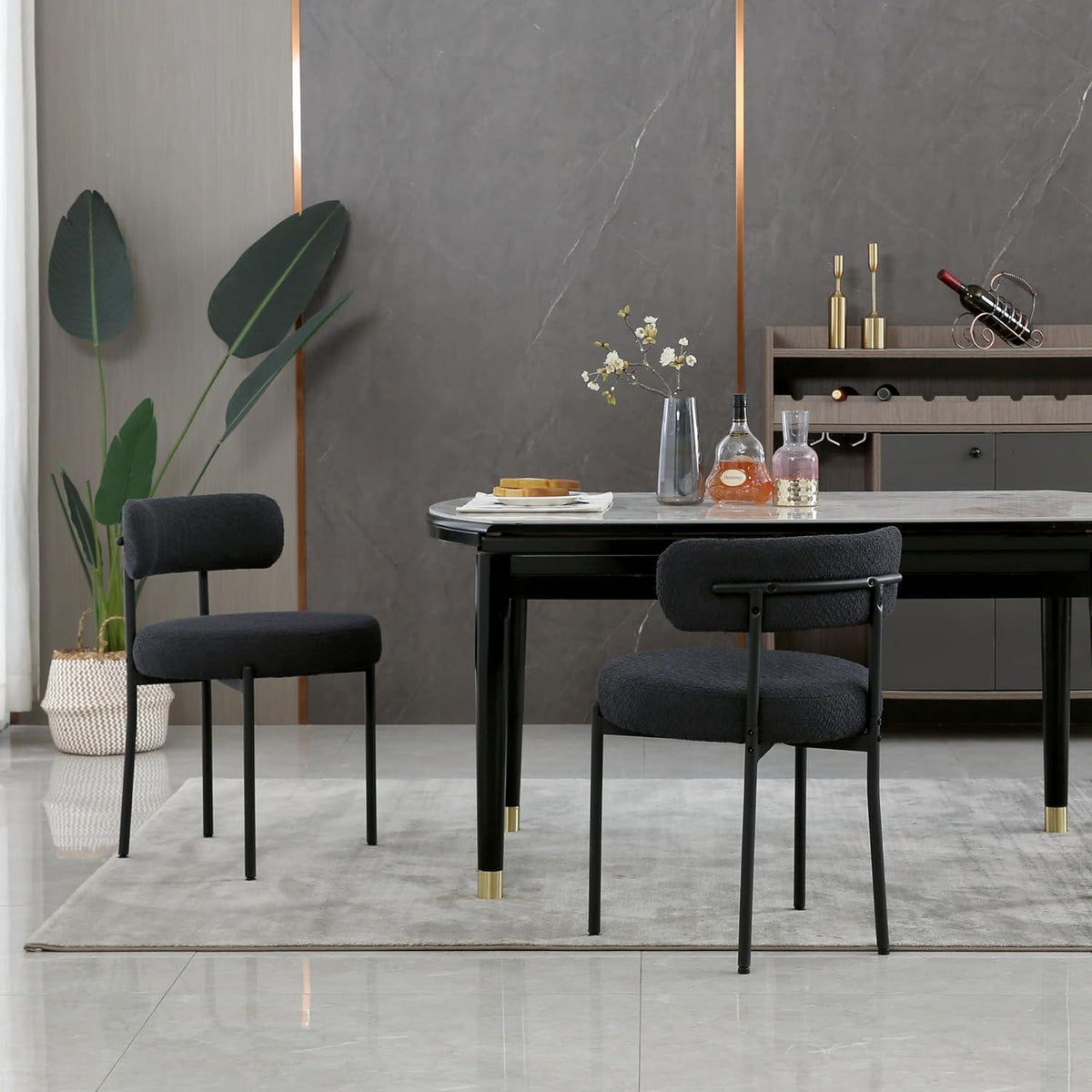 Esszimmerstühle 2er Set, Modern Retro Design, Schwarz