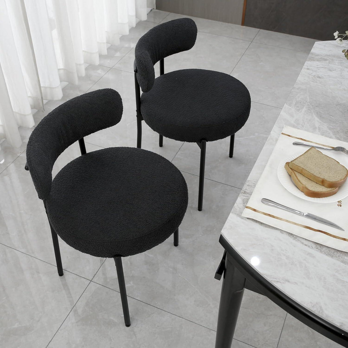 Esszimmerstühle 2er Set, Modern Retro Design, Schwarz