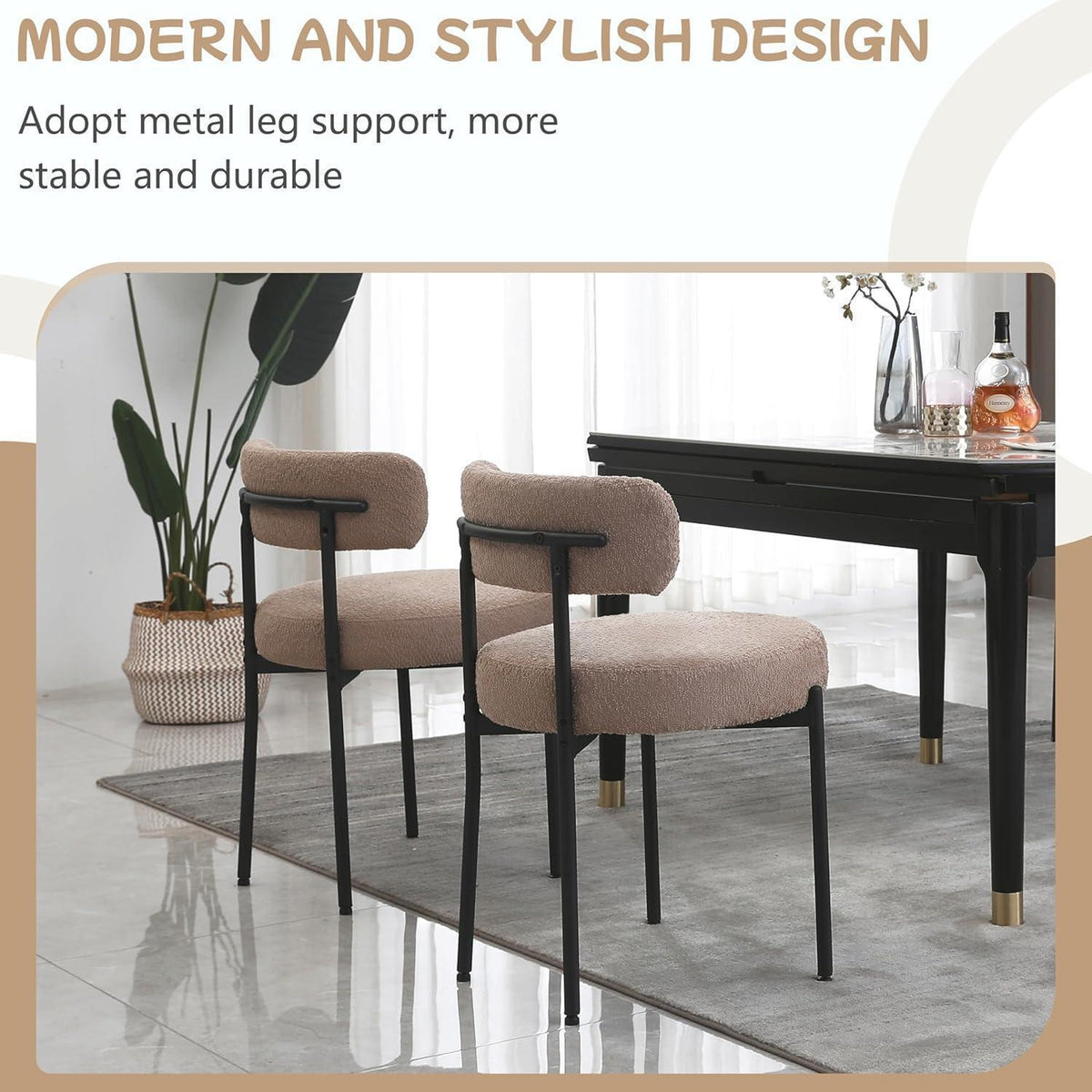 Esszimmerstühle 6er Set, Hellbraun, Modern Retro Design