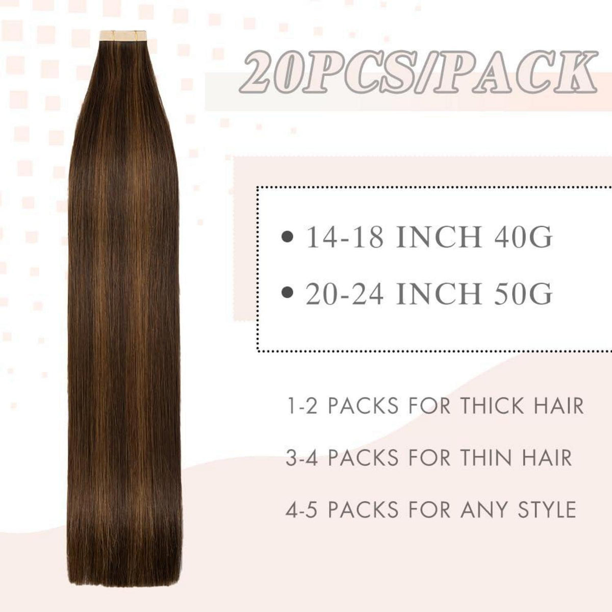 Echthaar Tape Extensions 60cm (24 Zoll) P2/6#