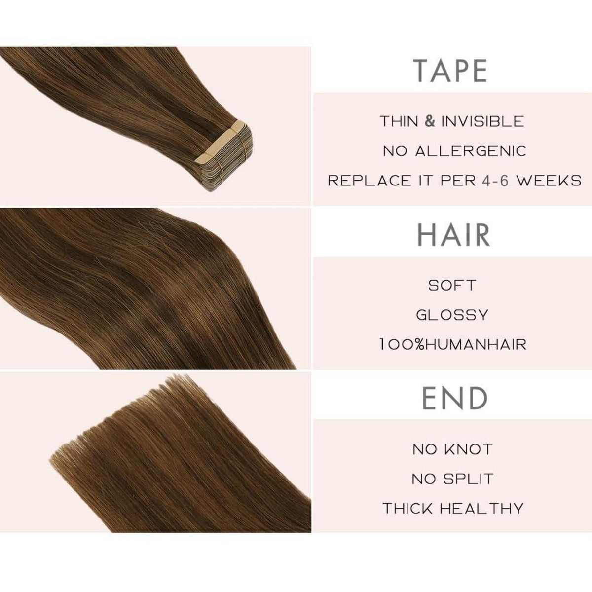 Echthaar Tape Extensions 60cm (24 Zoll) P2/6#