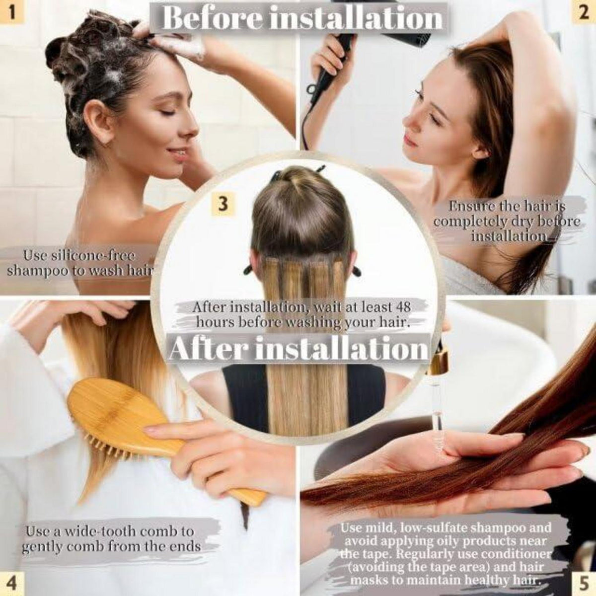 Echthaar Tape Extensions 60cm (24 Zoll) Gerade