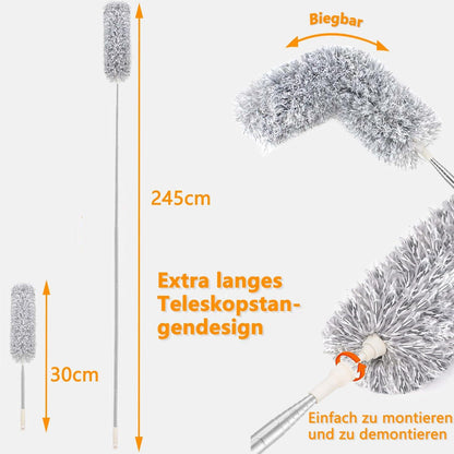 Teleskop Staubwedel 2,45m lang ausziehbar waschbar Grau