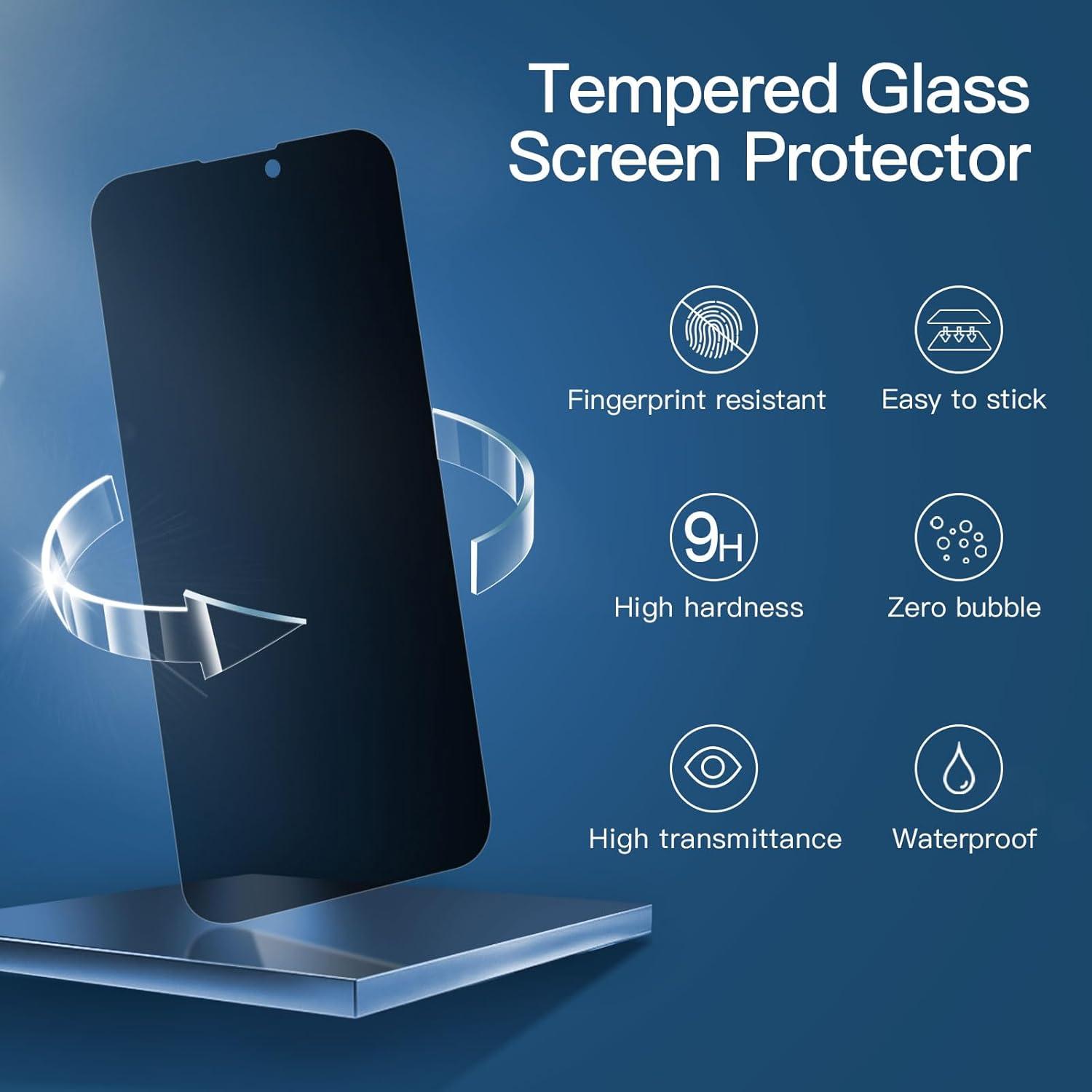 3x NEW'C Sichtschutz Panzerglas iPhone 14 Pro 6,1 Zoll 9H Härte Blasenfrei
