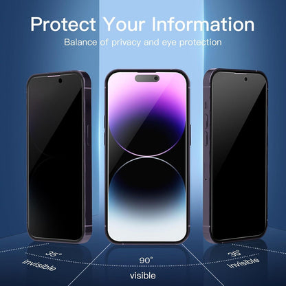 Panzer Sichtschutzfolie iPhone 14 Pro 6,1 Zoll 3er Set - 9H Härte, Blickschutz