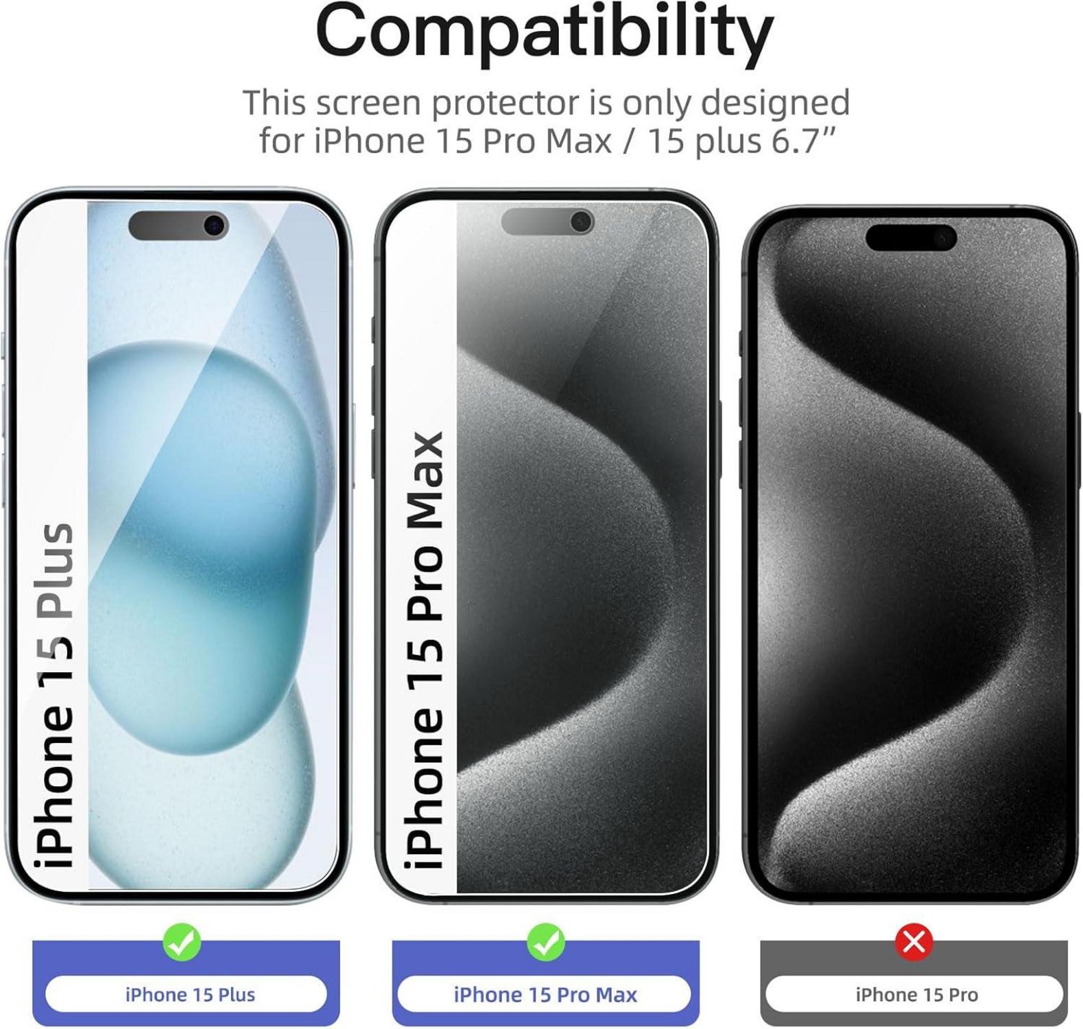 Sichtschutz Panzer Schutzglas iPhone 15 Pro Max 15 Plus 6,7