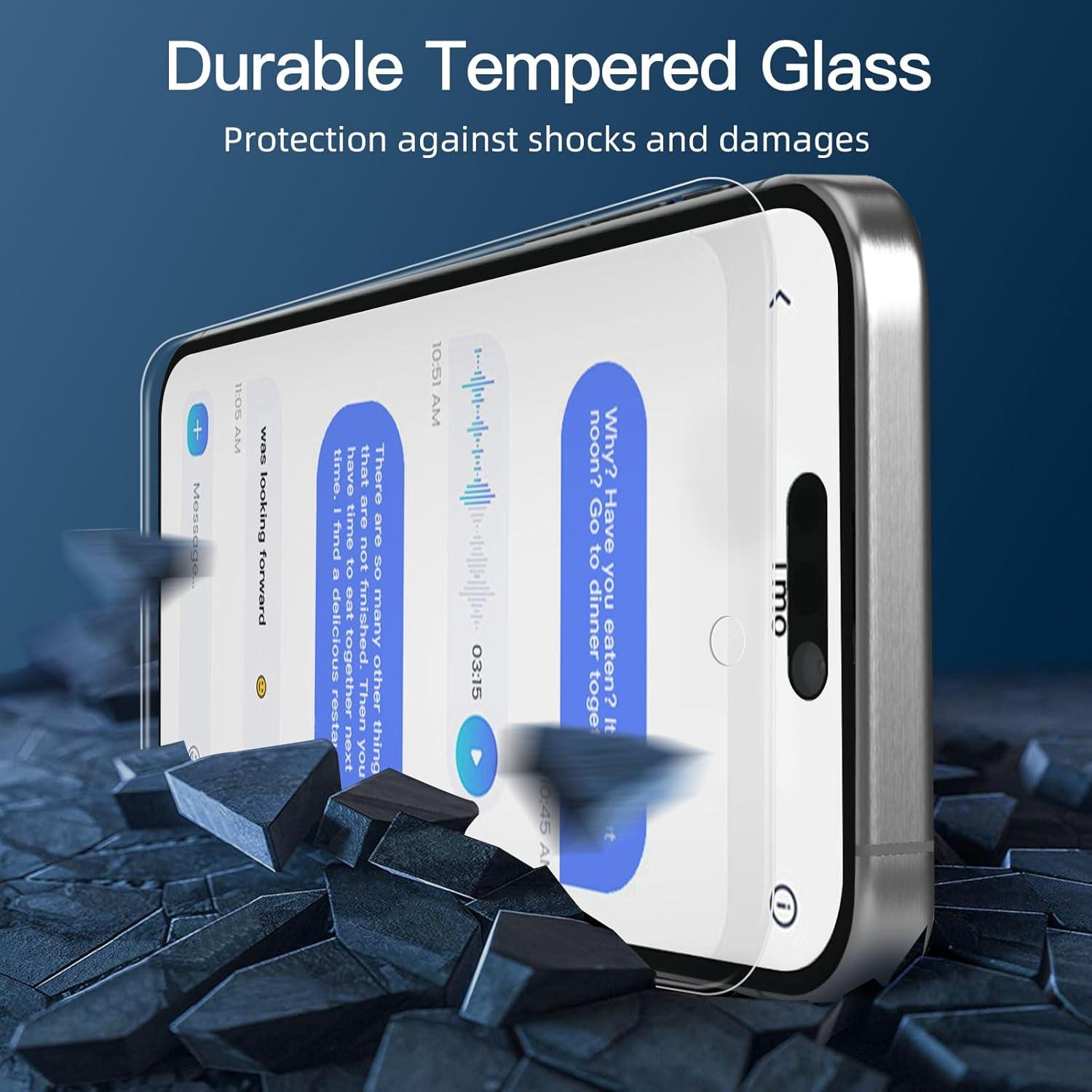 NEW'C 3x Panzerglas Sichtschutz für iPhone 15 Pro Max/15 Plus 6,7 Zoll