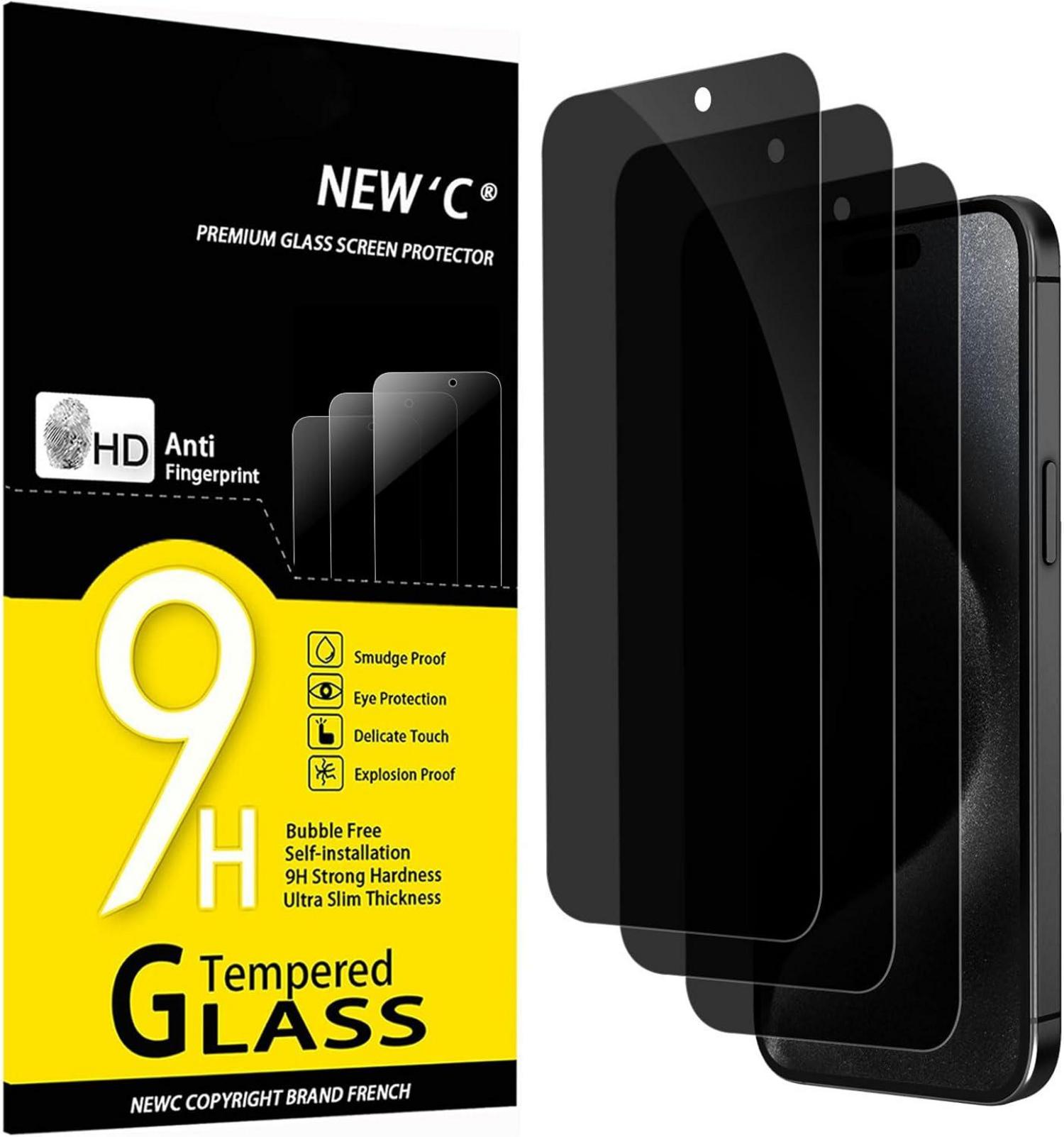 Sichtschutz Panzerglas iPhone 15 Pro 6,1 Zoll 3er Pack 9H Härte