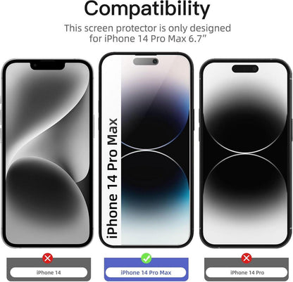 3er Set Sichtschutz Panzerglas iPhone 14 Pro Max 6,7 Zoll 9H